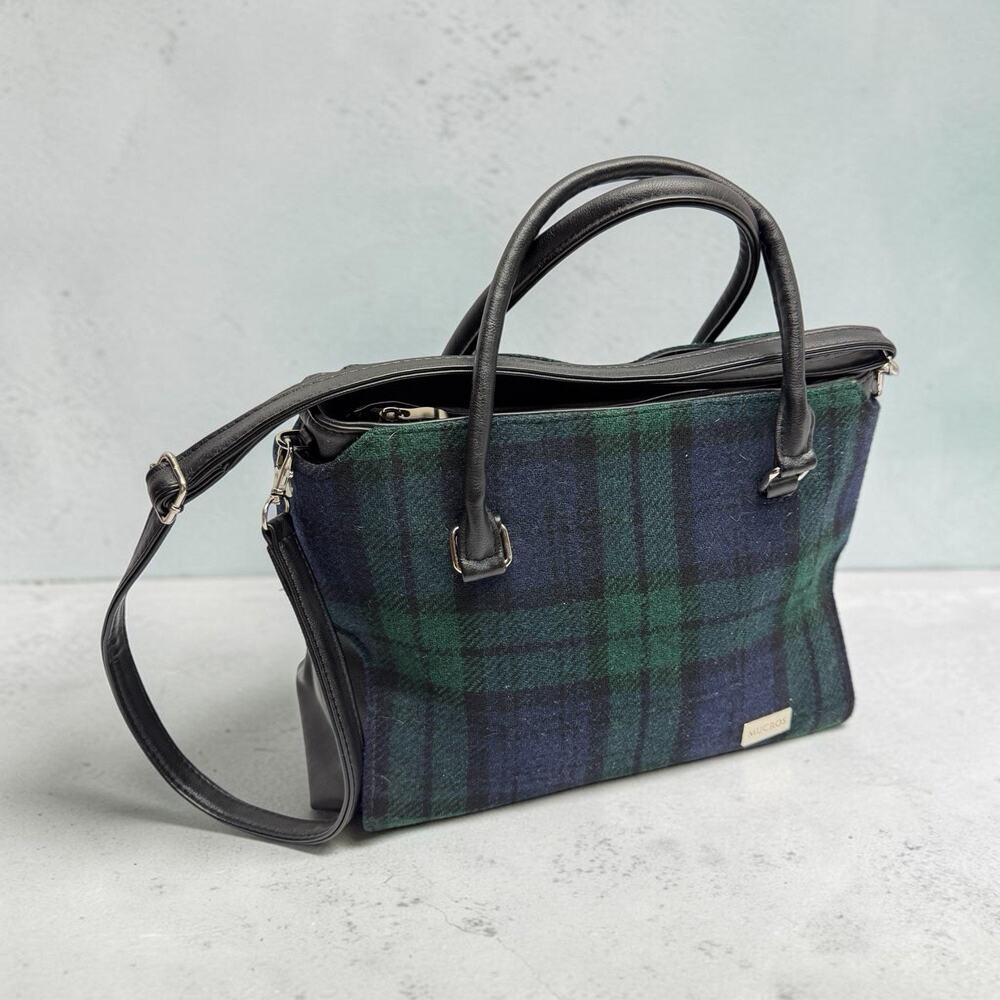 Mucros Weavers Green Plaid Wool Satchel Crossbody Handbag Killarney Ireland